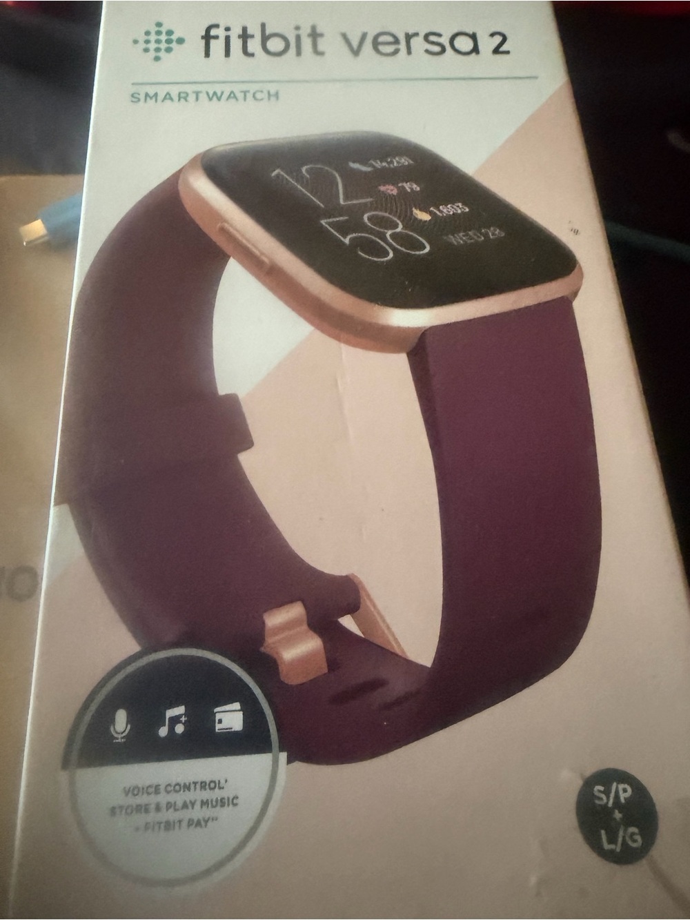 Fitbit Versa 2 Purple Rose Gold Smartwatch Like New